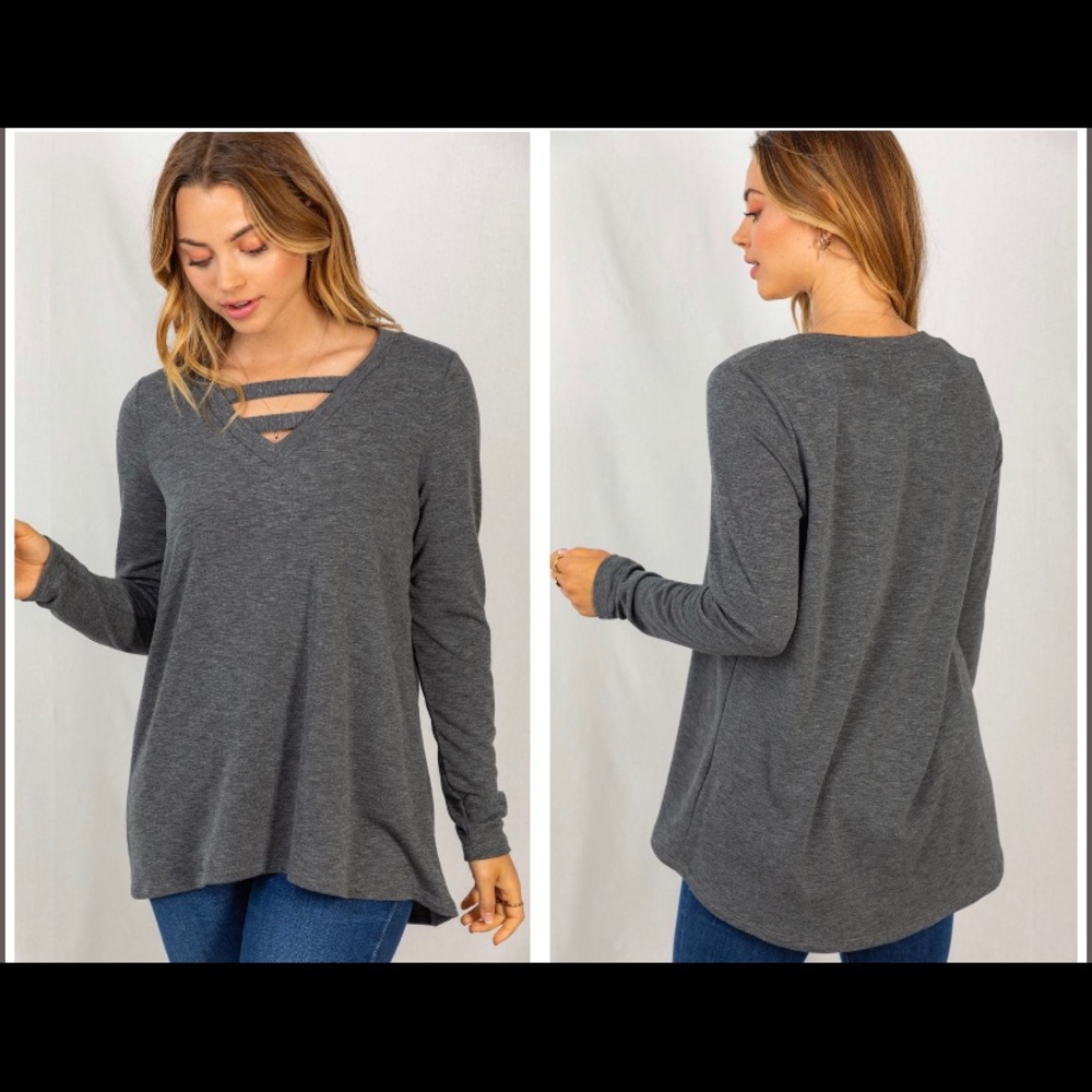 Color Me Fall Top - Charcoal Color